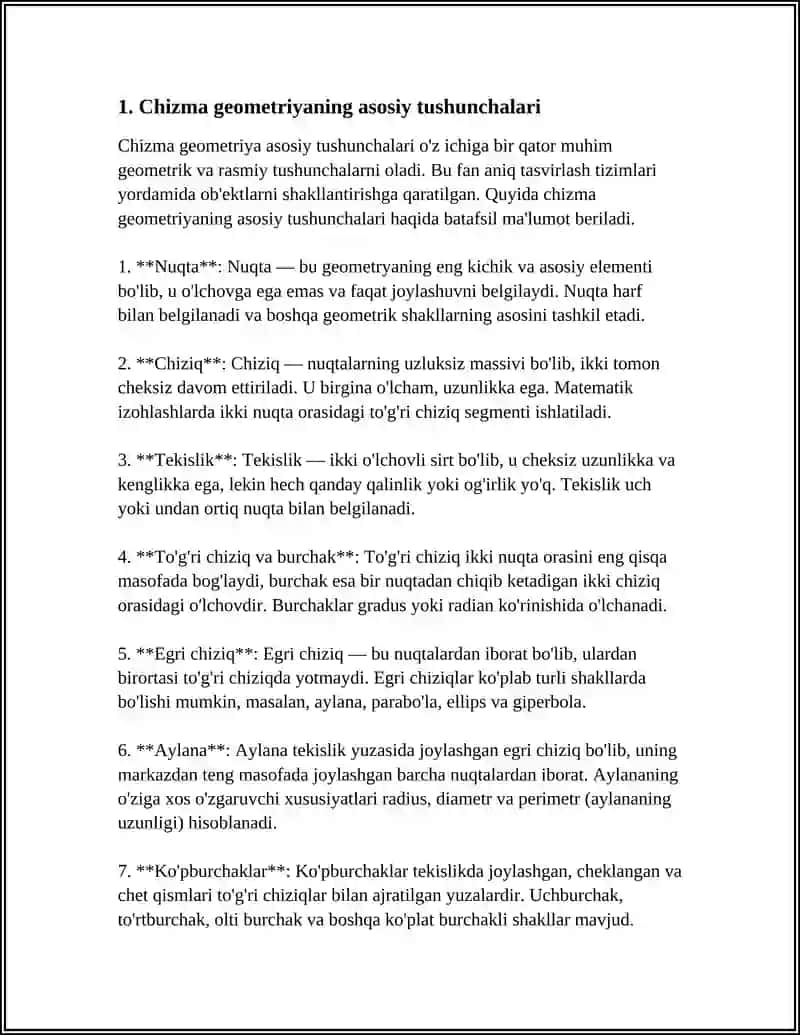 CHIZMA GEOMETRIYA VA MUHANDISLIK GRAFIKASI FANINIG NAZARIY MASHĜULOTARI 4