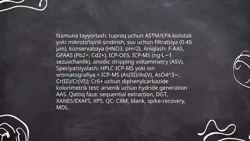 Tuproq va suvning ifloslanishida ion bog‘lanishli birikmalarni aniqlash 4