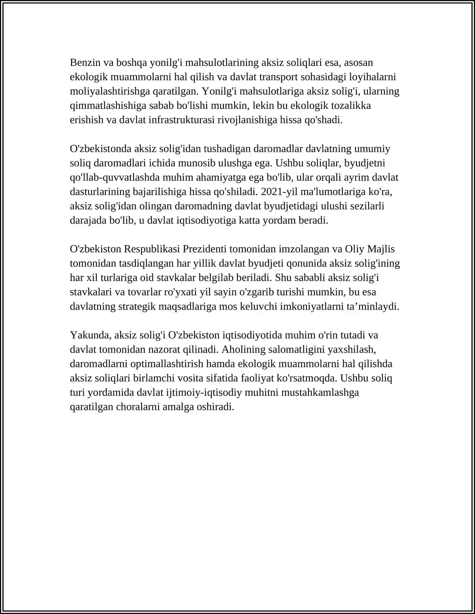 AKSIZ SOLIG'INI HISOBLASH VA BYUDJETGA O'TKAZISH TARTIBI 4