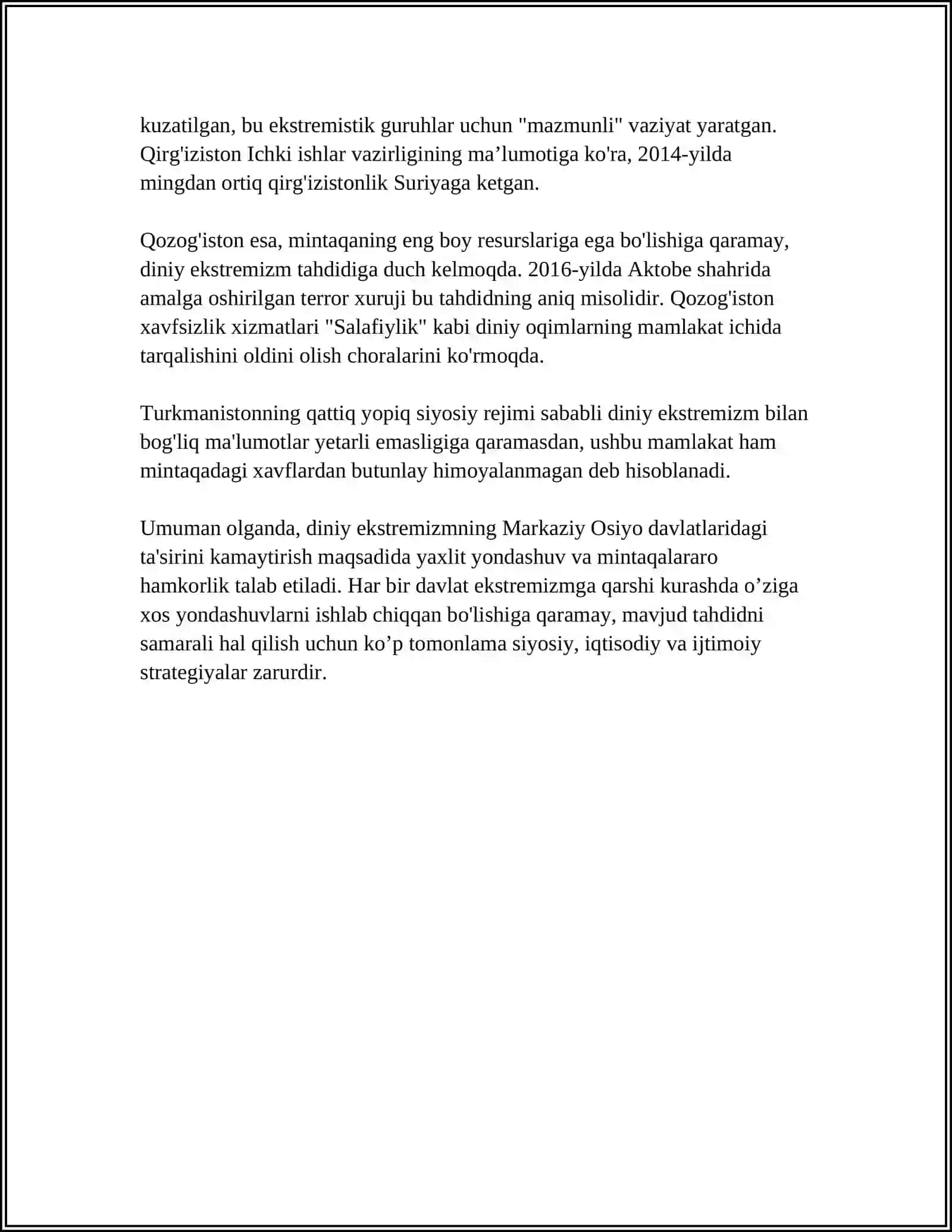 "MARKAZIY OSIYO MINTAQASIDA FAOLIYATI KUZATILGAN DINIY EKSTREMISTIK GURUHLAR" 4