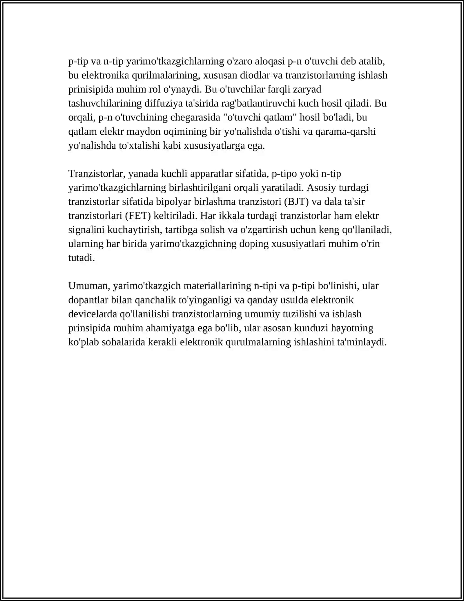 TRANZISTORLARNING TUZILISHI VA ISHLASH PRINSIPI 4