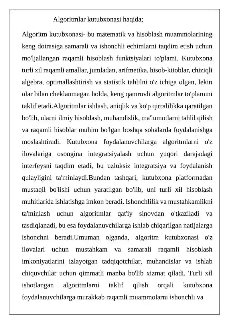 Sonli hisoblash funksiyalarining kutubxonasi 4