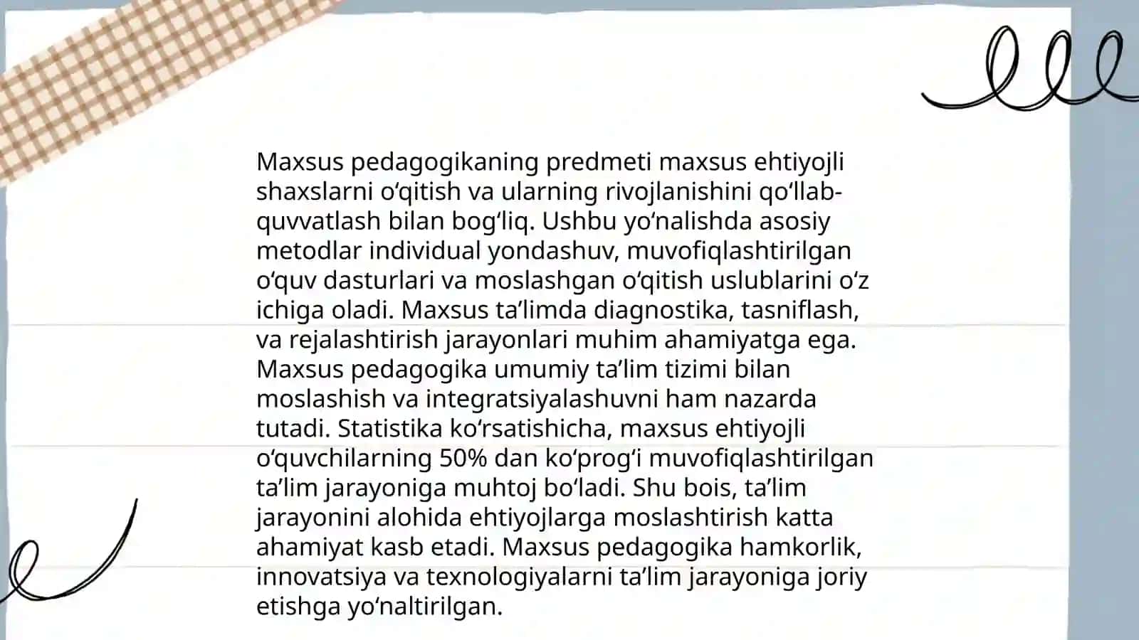 Ruxiy rivojlanshi sustlashgan bolalarini o'qitish va tarbiyalash fanining predmeti maqsadi va vazifalari 4