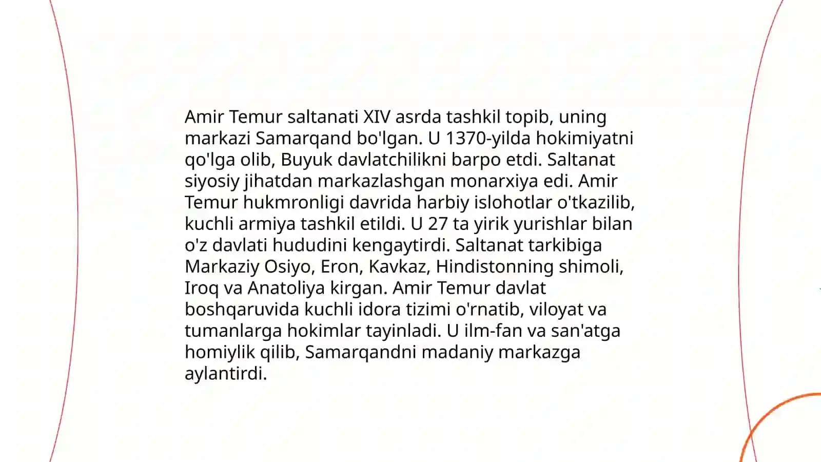 Amir-Temur buyuk davlat arbobi mavzusida taqdimot tayyorlash 4