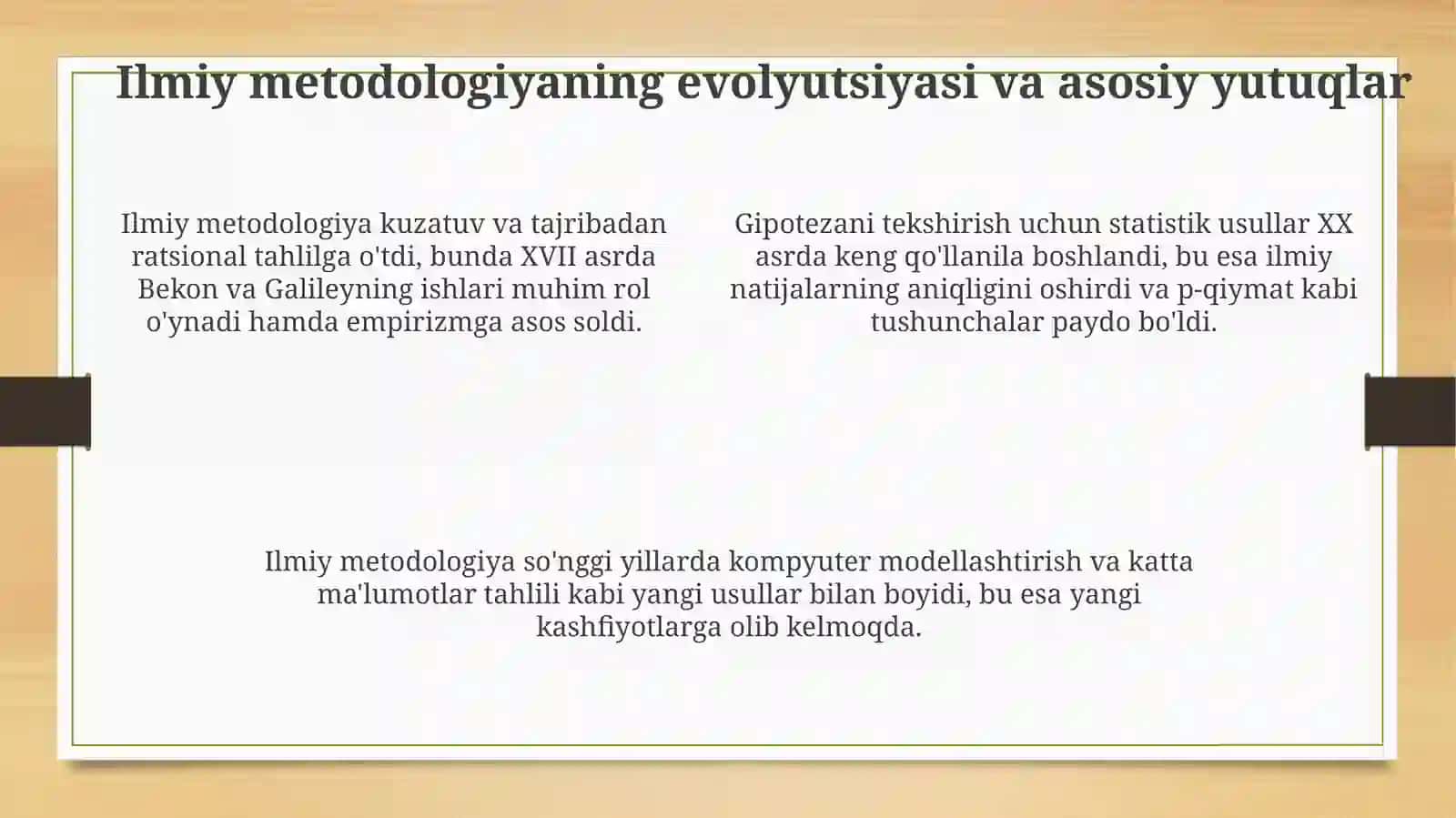 Yangi davr.Fanning rivojlanish jarayoni va uning zamonaviy talqini 4