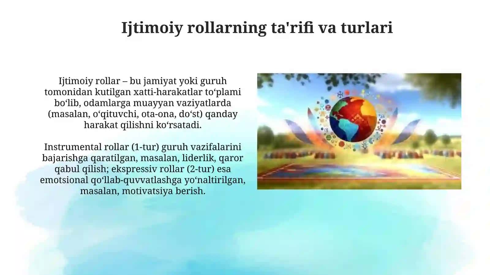 Sotsiologik yondashuvlar:ijtimoiy rollar nazariyasi, ijtimoiylashuv jarayoni va shaxs rivojlanishi 4