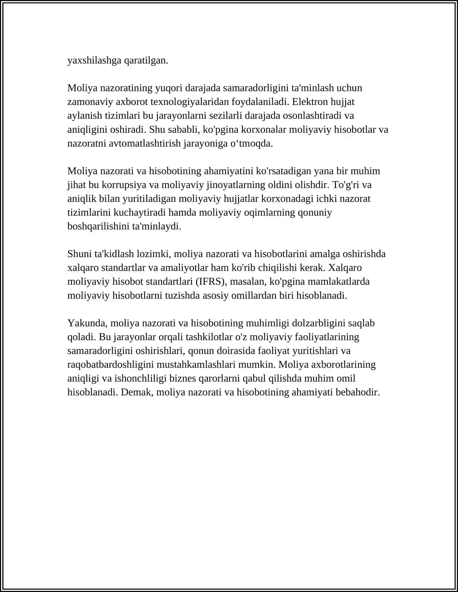MOLIYAVIY HISOB, UNING ROLI VA VAZIFALARI 4