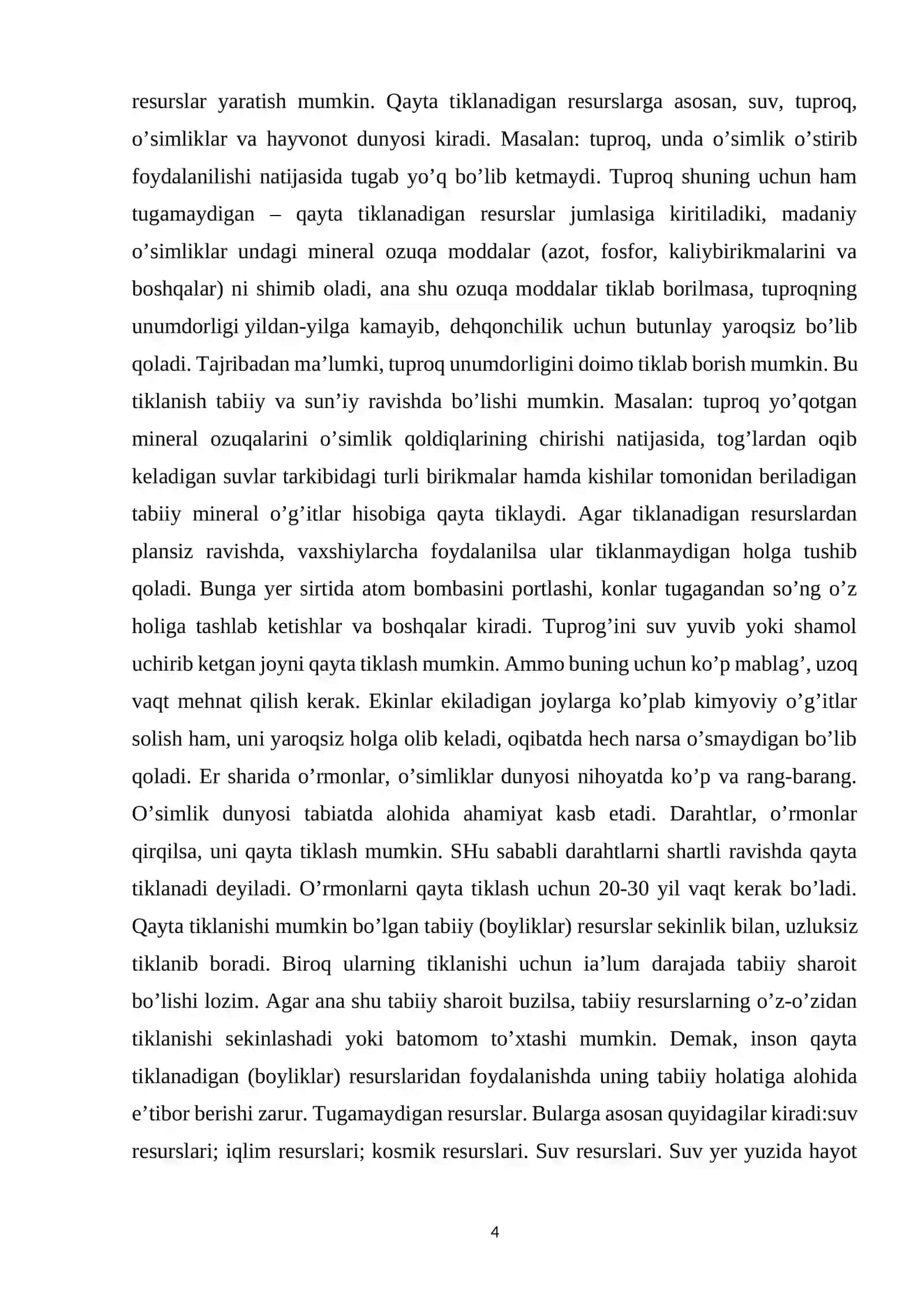 Tabiiy resurslardan foydalanish jarayonlarini tartiblash va davlatning ekologiya sohasidagi siyosati 4