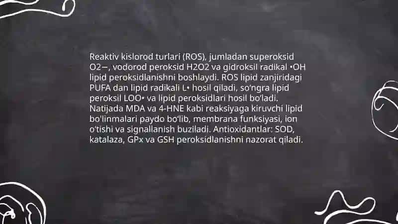 Lipidlarni peroksidlanishi va hujayra shikastlanishi patogenezidagi ahamiyati 4