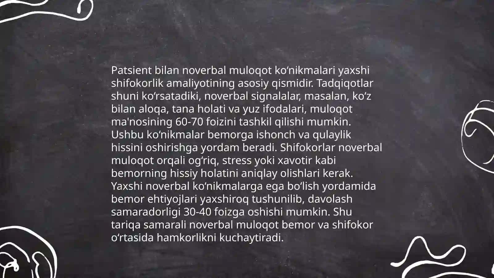 Patsient bilan verbal va noverbal muloqot ko`nikmalari 4