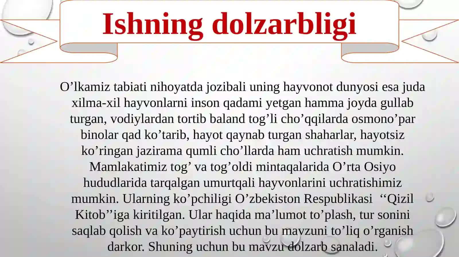 O‘rta osiyo tekisliklari, suv havzalari va tog‘ hududlarida yashovchi umurtqali hayvonlar 4