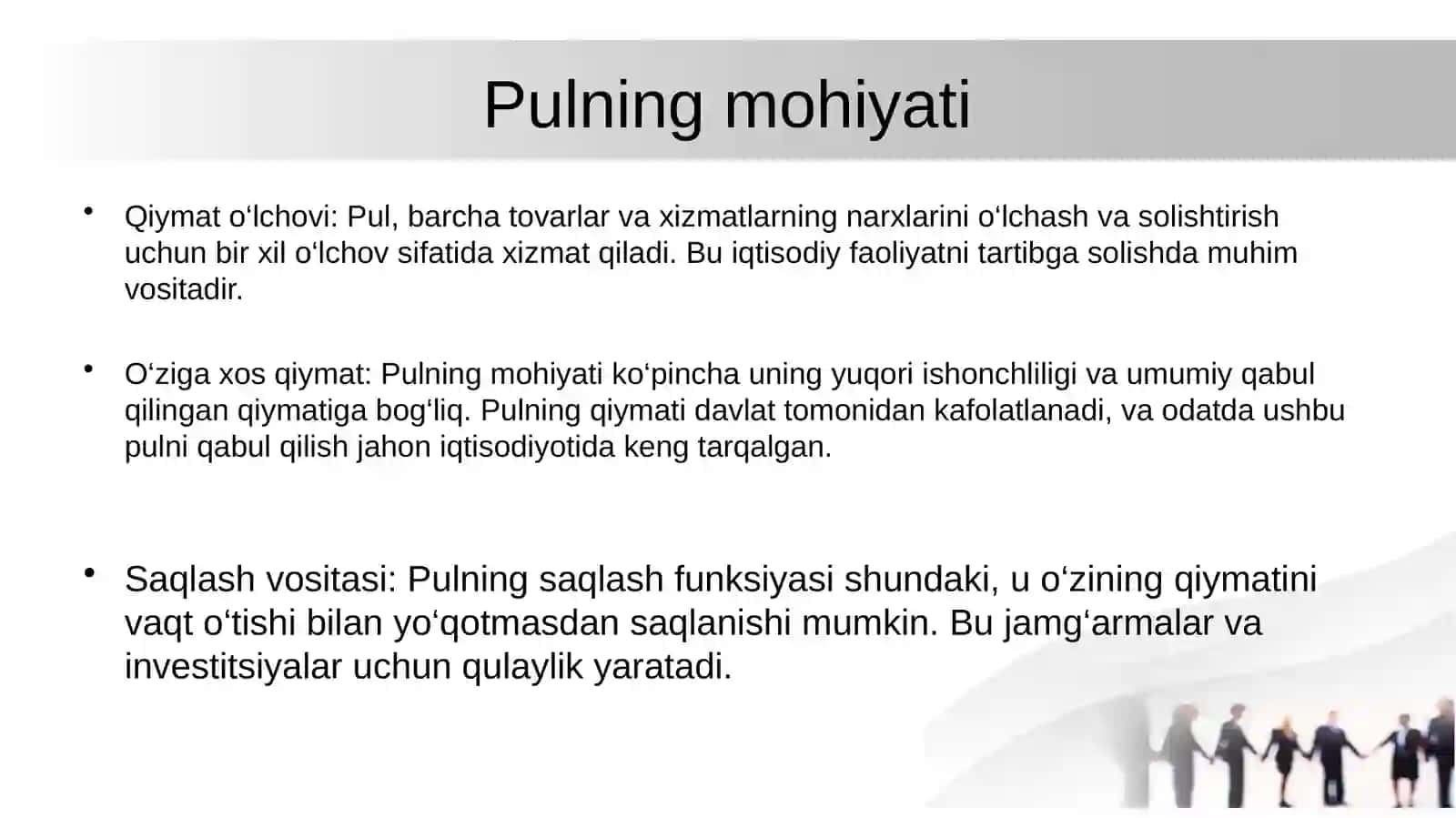 Pulning mohiyati va o’ziga xos xususiyatlari 4