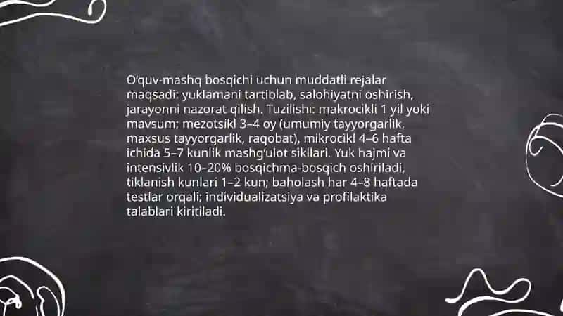 Sport maktablarida boshlang’ich va o‘quv-mashq mashg‘uloti bosqichlarida mashgu’lotlarni tashkillashtirish 4