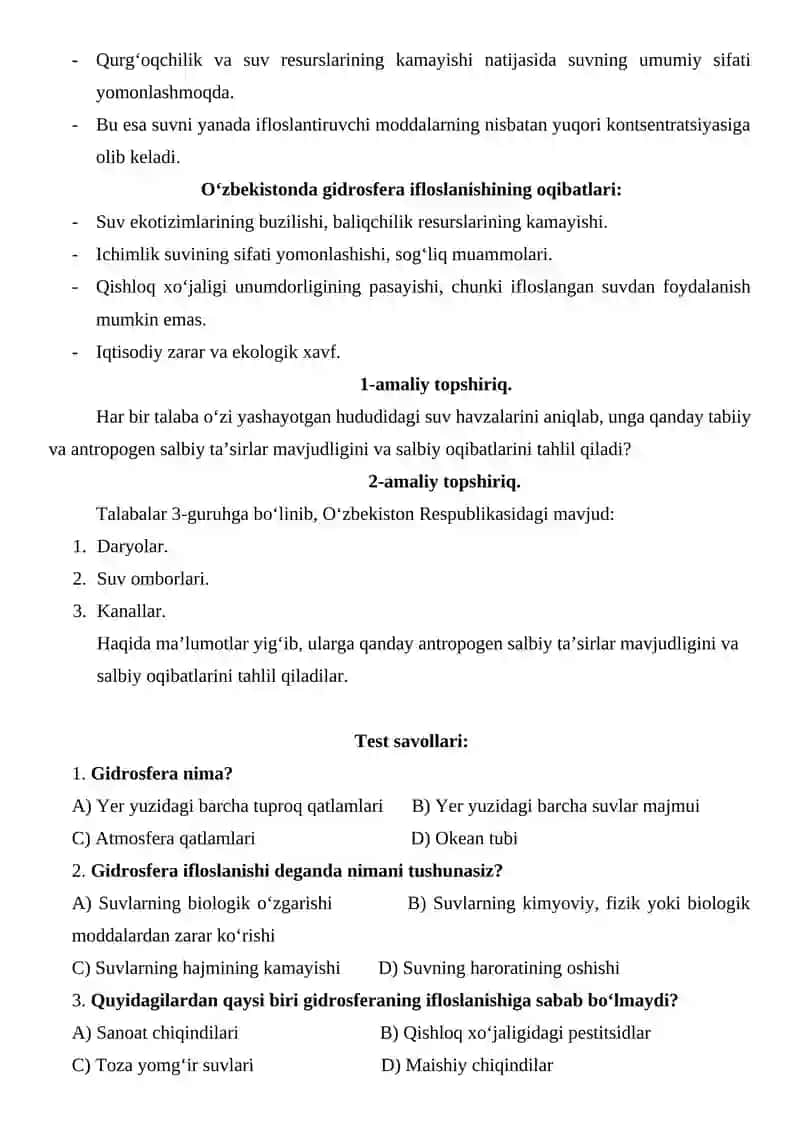 Gidrosfera ifloslanishi va oldini olish 4