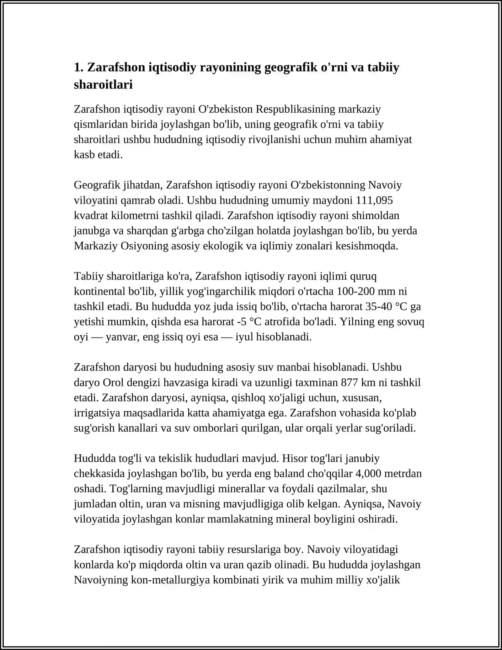 ZARAFSHON IQTISODIY RAYONIDA ISHLAB CHIQARISH KUCHLARINING JOYLASHISHI VA RIVOJLANISH XUSUSIYATLARI 4