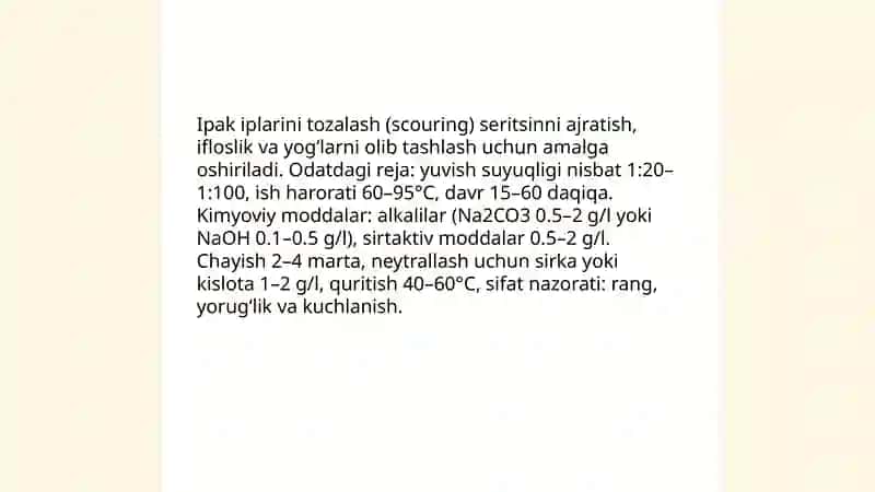 Yigirilgan ipak iplarini pardozlash texnologiyasi 4
