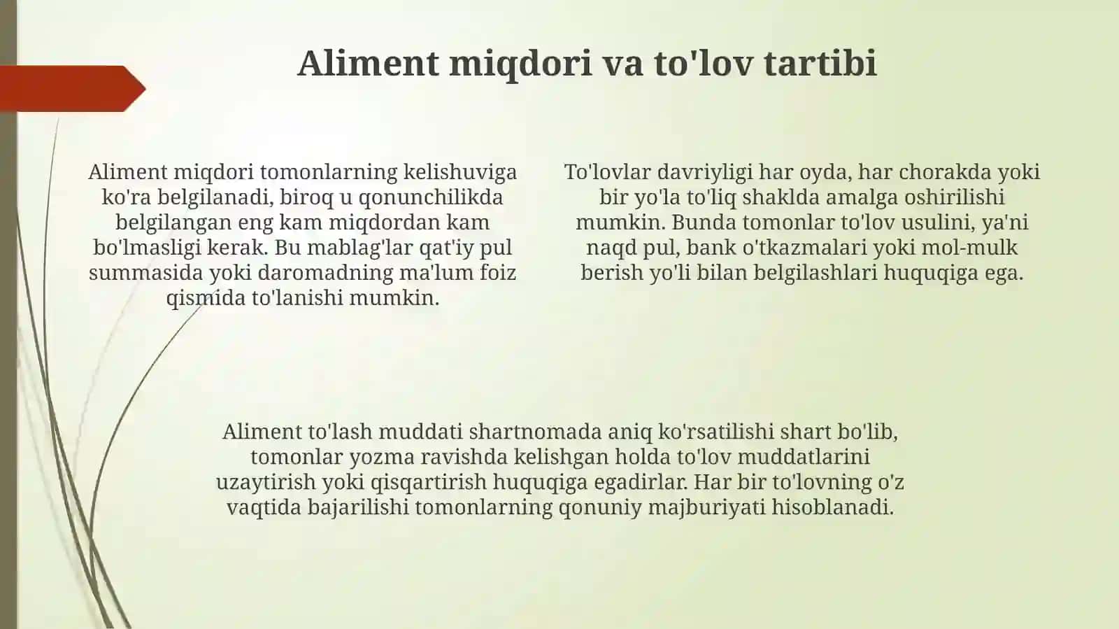 Aliment to‘lash to‘g‘risidagi kelishuv 4