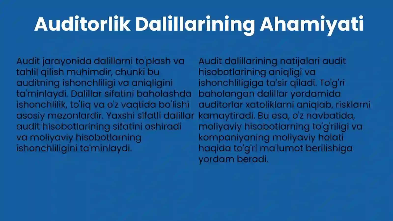 Yetarlicha tegishli auditorlik dalillari va auditorlik riski 4