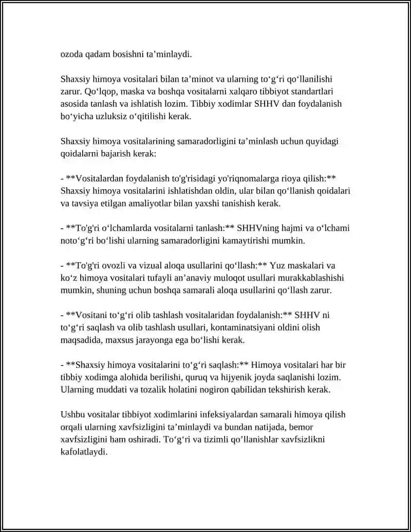 Tibbiy xodimlarni infeksiyalardan himoya qilish (shaxsiy himoya vositalari) 4