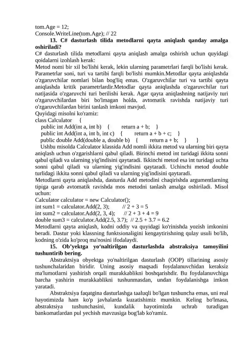 Konstruktorlarga murojaat tartibini misollar bilan tushuntiring 4