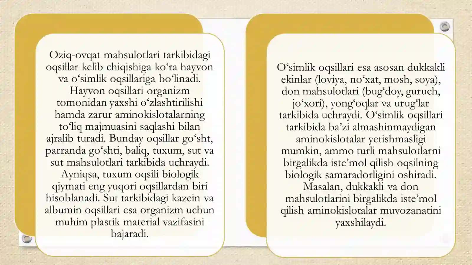 Oziq ovqat mahsulotlari tarkibidagi oqsillar va uning inson organizmi uchun ahamiyati 4
