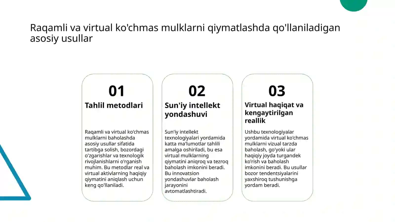 Sun'iy ko'chmas mulklarni ob'ektlarini qiymatini aniqlash 4
