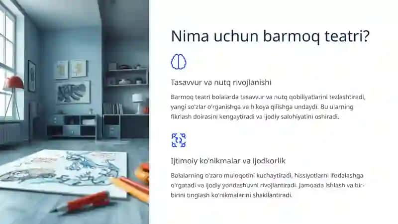 MAKTABGACHA TA'LIM TASHKILOTIDA BARMOQ TEATRINI TASHKIL ETISH 4