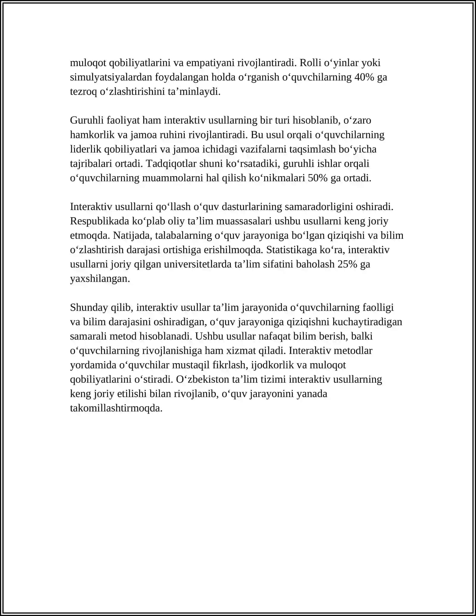 ÒQISH SAVODXONLIGI DARSLARINI INTERAKTIV USULLARDA TASHKIL QILISH 4