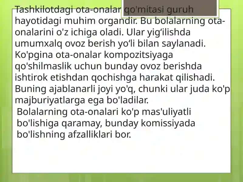 Maktabgacha ta’lim tashkilotlarida ota-onalar qo’mitasi faoliyatining mazmuni 4