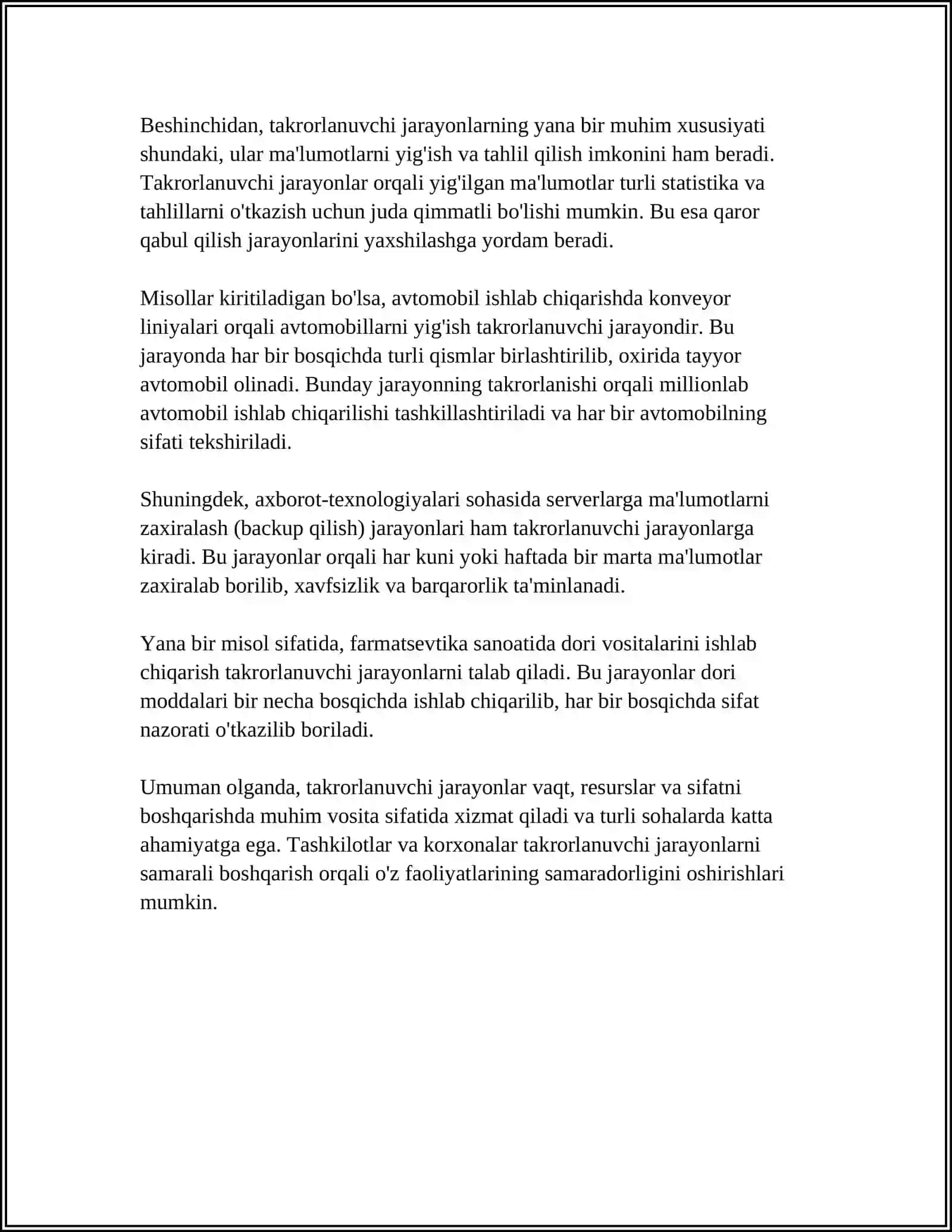 ICHMA ICH JOYLASHGAN TAKRORLANUVCHI JARAYONLARNI TASHKIL ETISH 4
