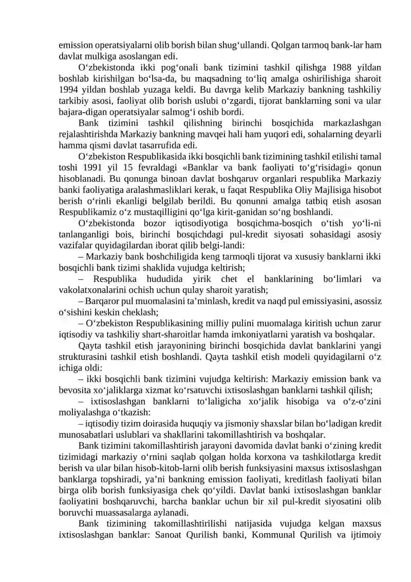 Oʻzbekiston Respublikasi bank tizimi va uning tarkibi 4