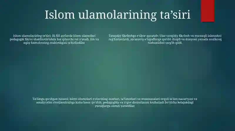 Ix Xii Asrlar Sharq Uyg‘Onish Davrida Pedagogik Fikrlarning Rivojlanishi 4