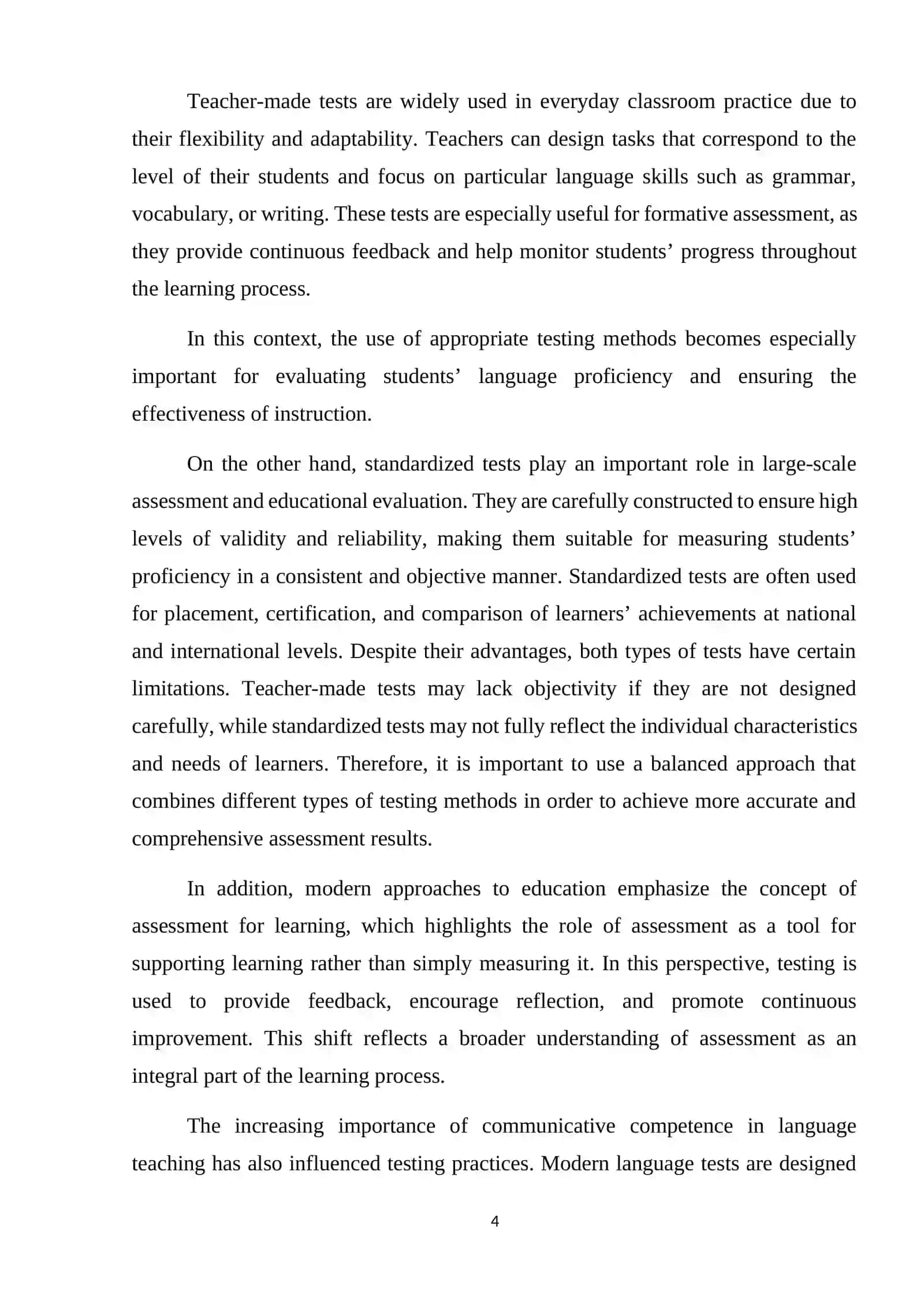 TEACHER-MADE AND STANDARDIZED TESTS AS AN ASSESSMENT TOOL 4