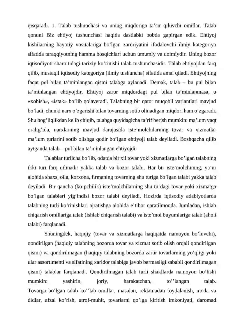 Talab va Taklifning Iqtisodiy Mazmuni va Hajmi 4