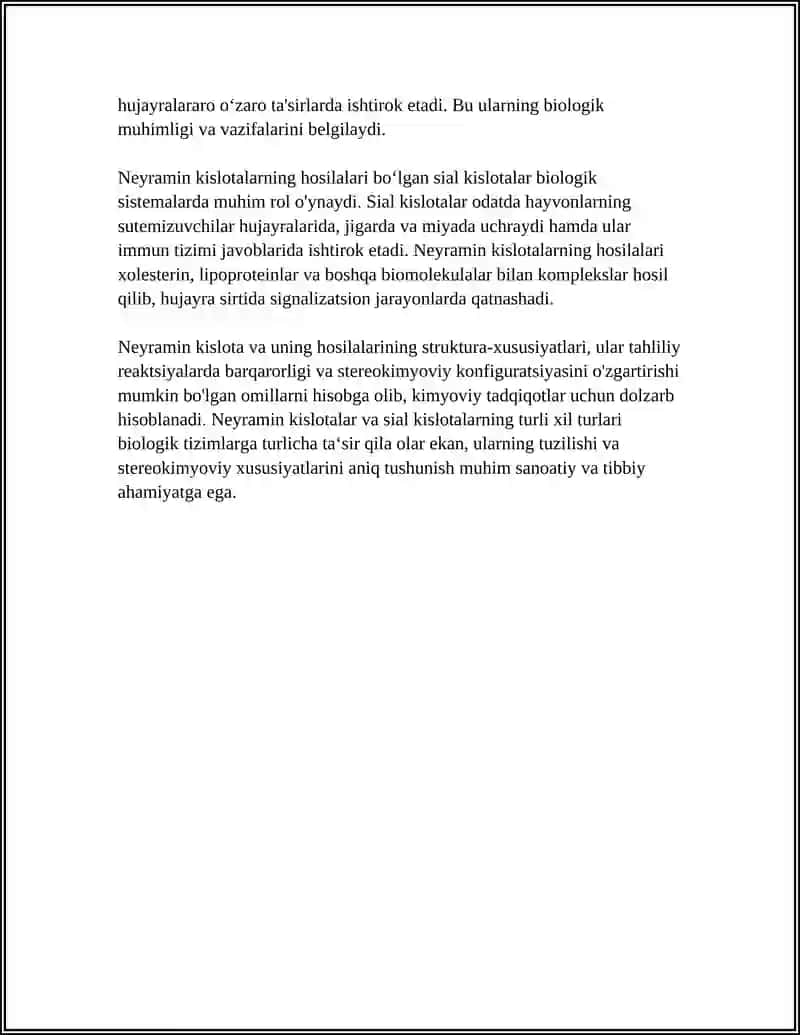 Neyramin kislota va uning hosilalarining tuzilishi va biologik xossalari 4