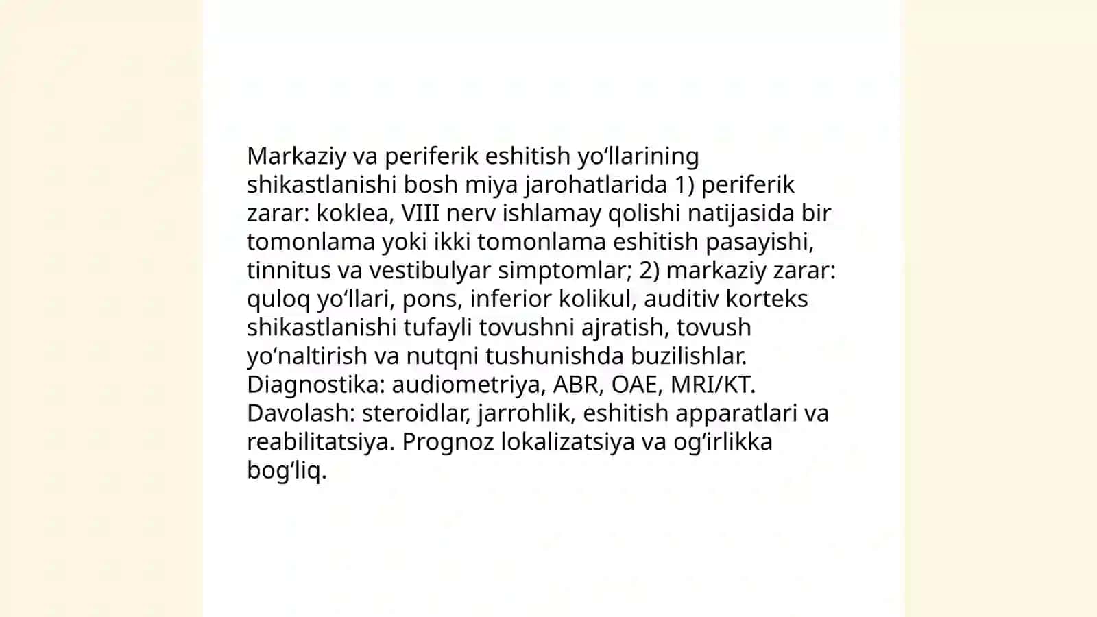 Bosh miyada jarahotidagi eshitishning buzilishi 4