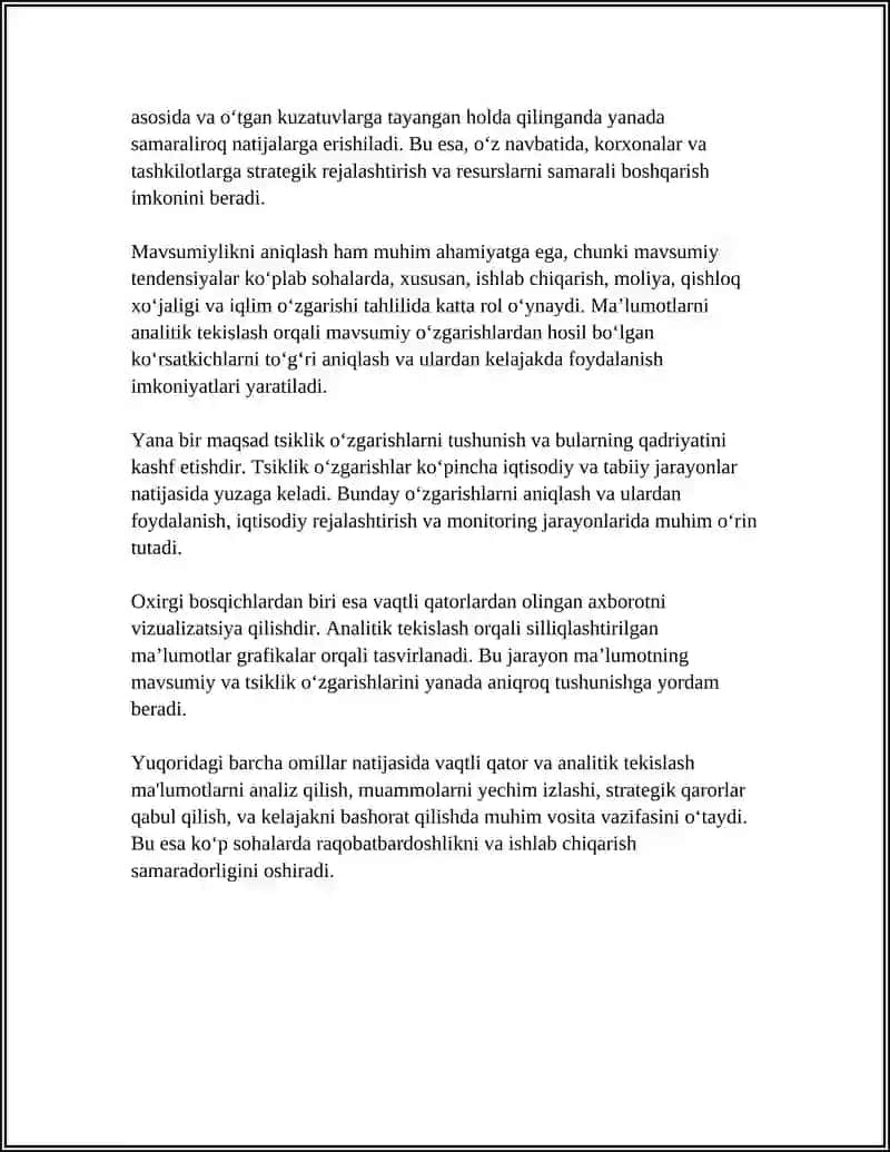 VAQTLI QATORLARNI ANALITIK TEKISLASH 4