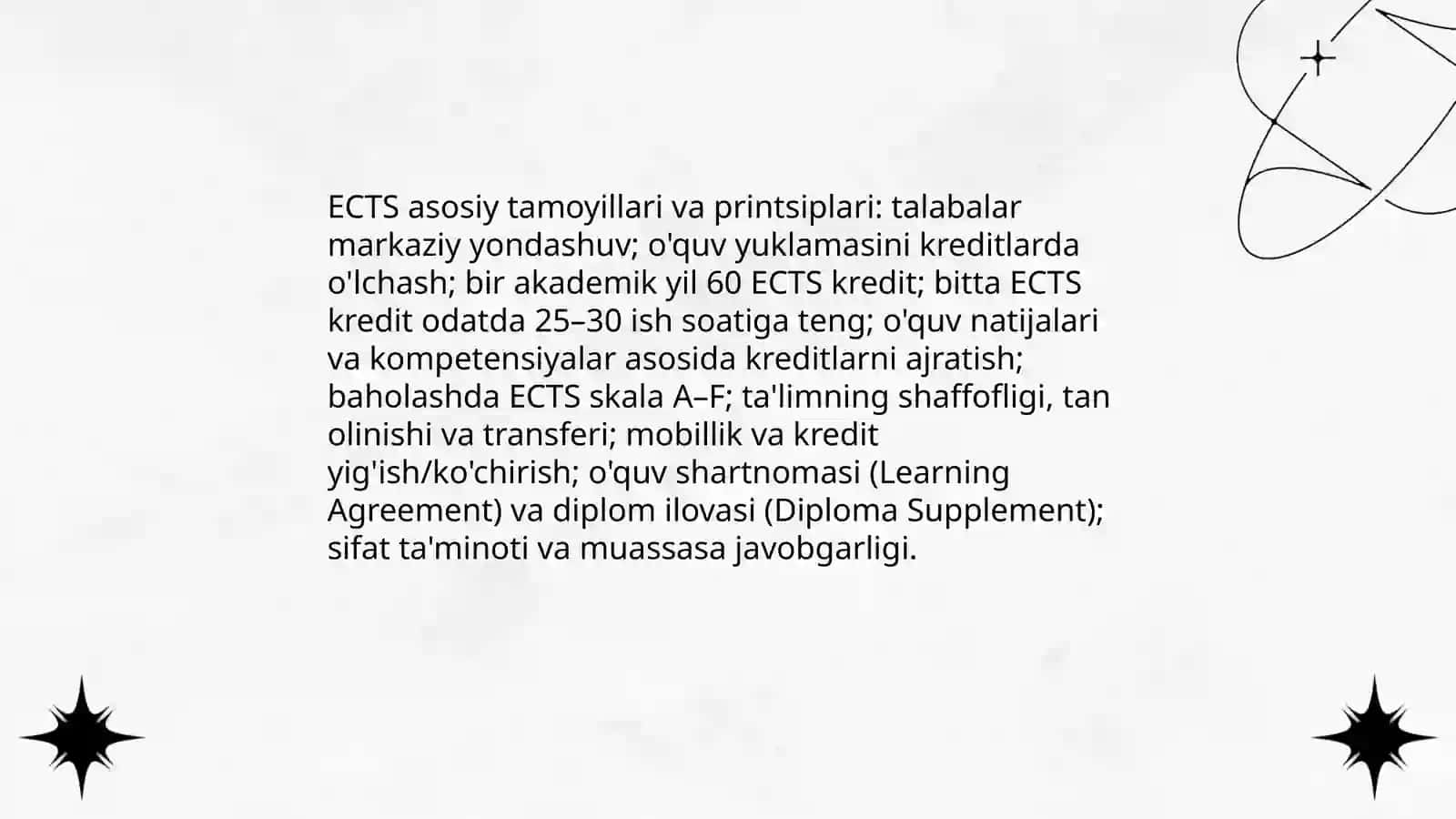 ECTS(Yevropa Kridit Transfer Tizimi)-Kredit texnalogiyasi asoslari 4