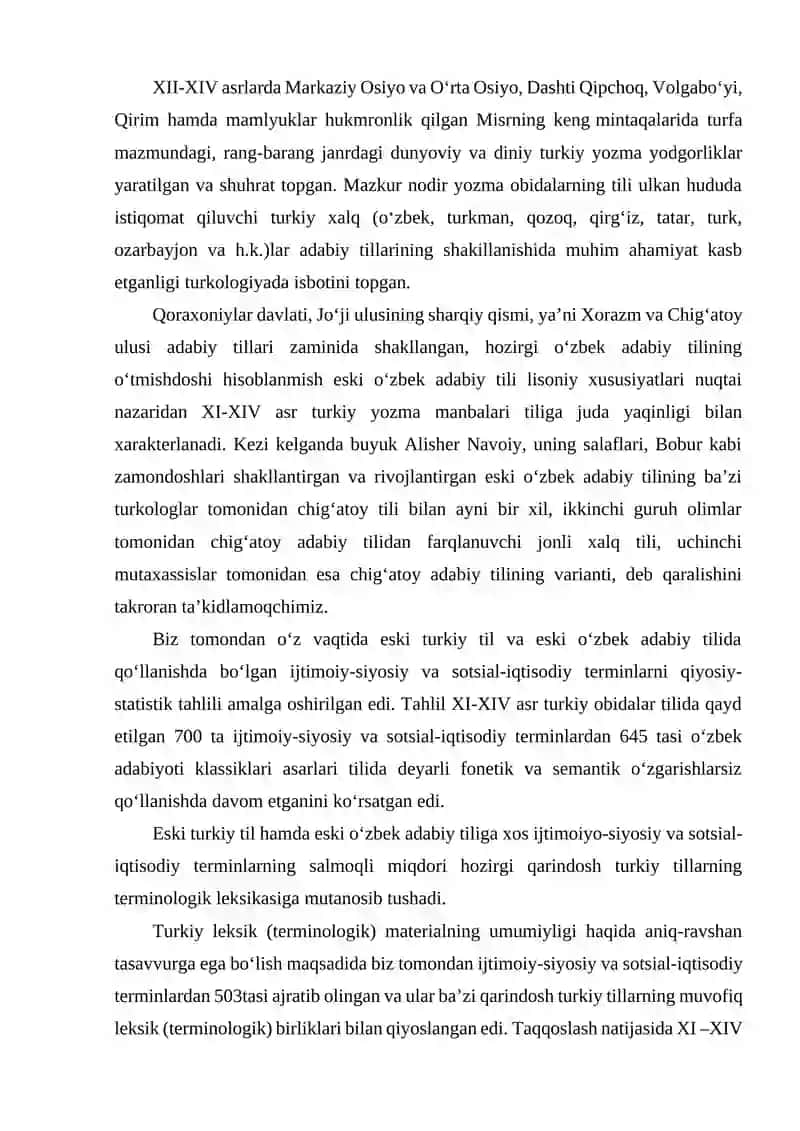 O‘zbek terminologik tizimining o‘ziga xos xususiyati va terminologik tizimda o‘z qatlamning qo‘llanish doirasi. 4