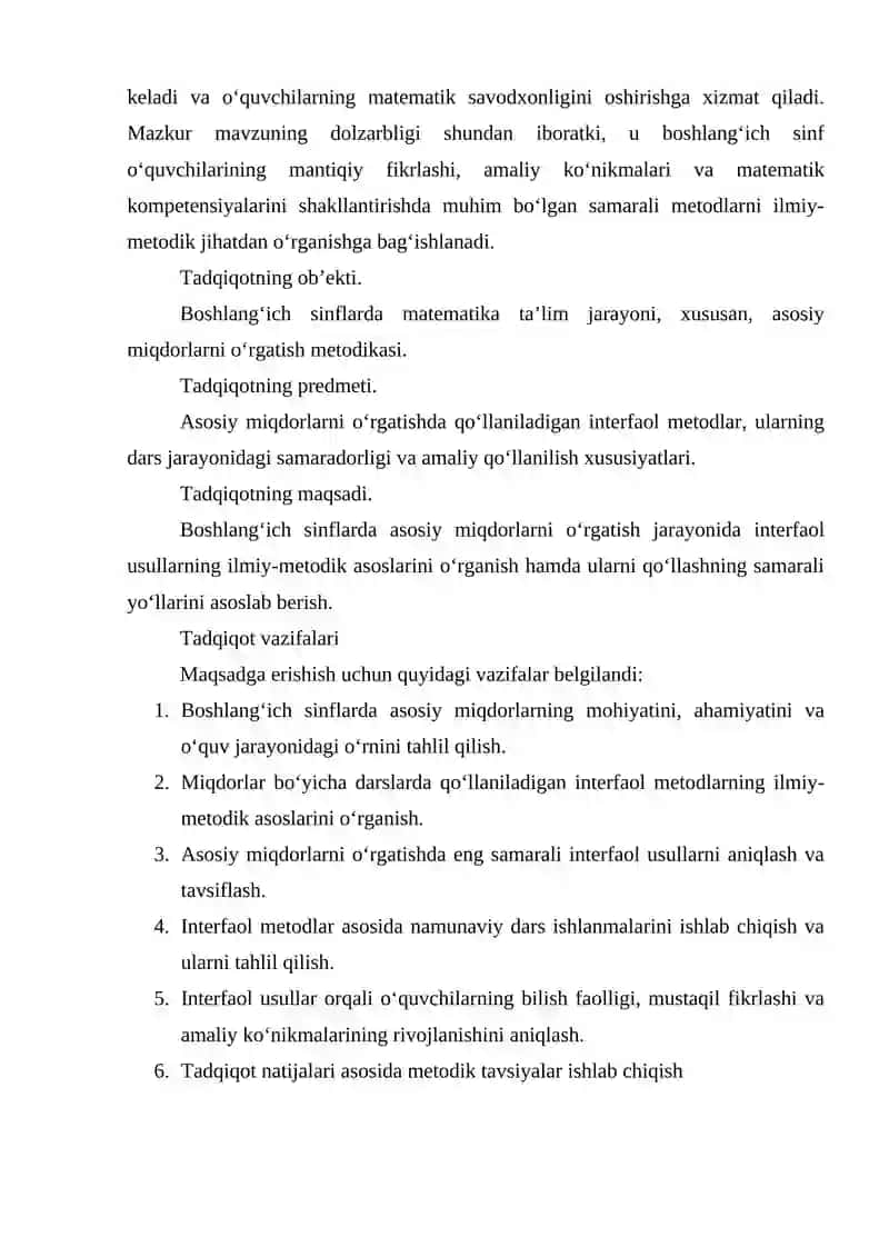 Boshlang‘ich sinflarda matematika darslarida asosiy miqdorlarni o‘rgatishning interfaol usullari 4