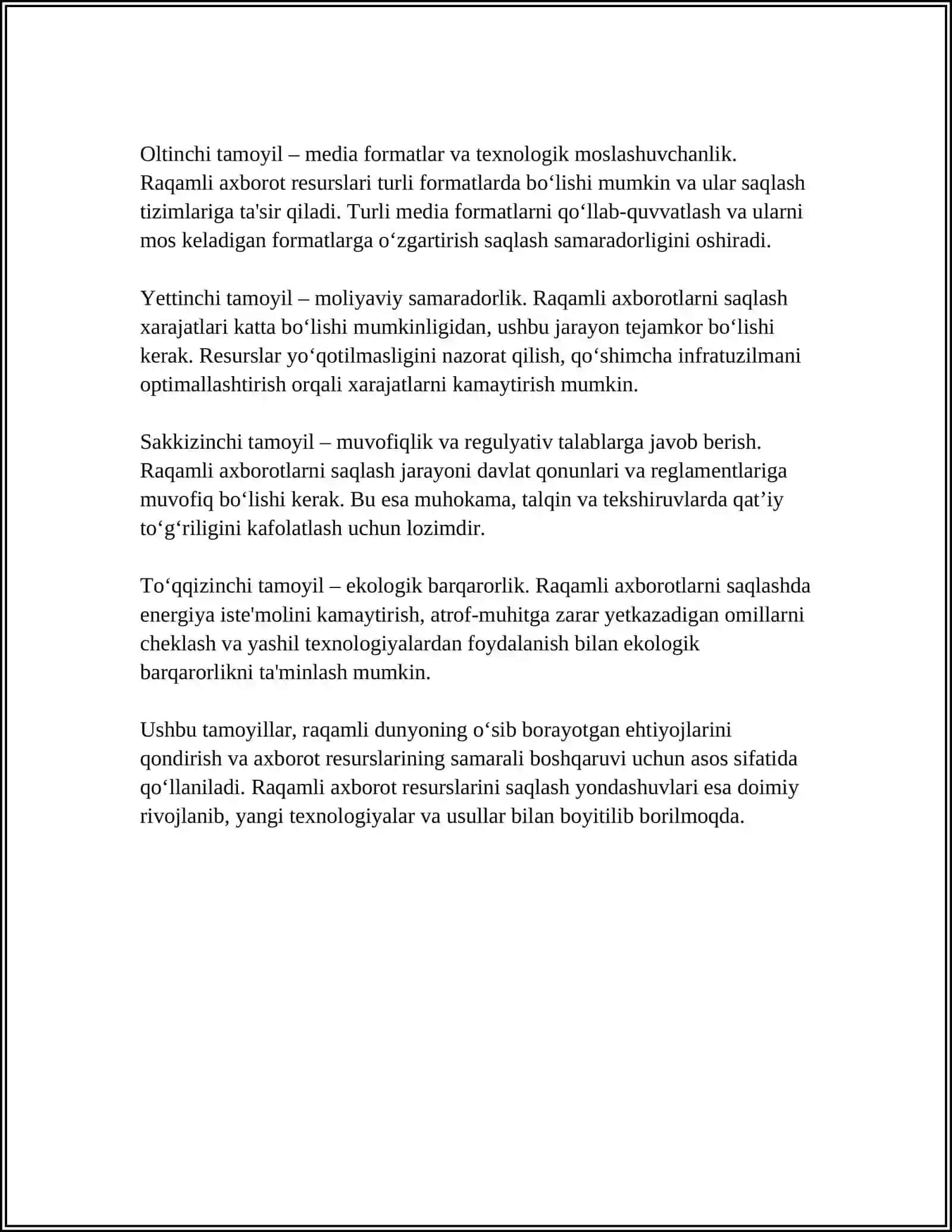 RAQAMLI AXBOROT RESURSLARNING SAQLANISHI 4