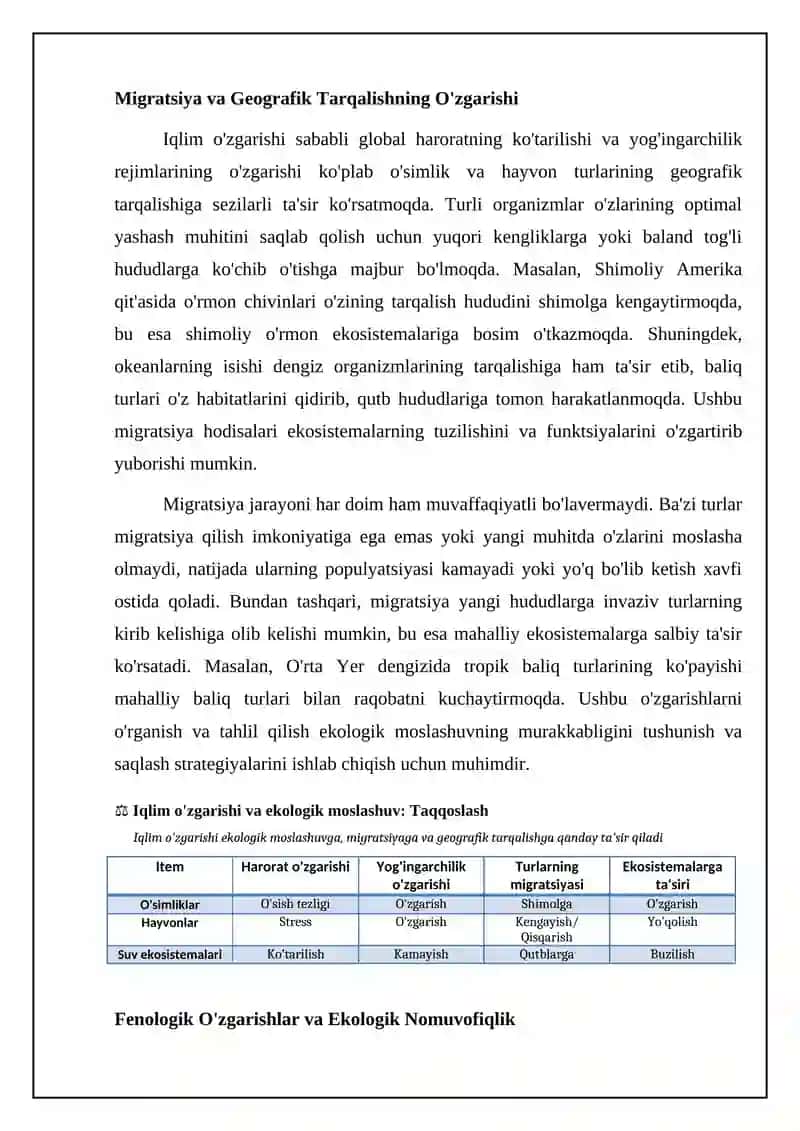 Iqlim o'zgarishi va ekologik moslashuv 4