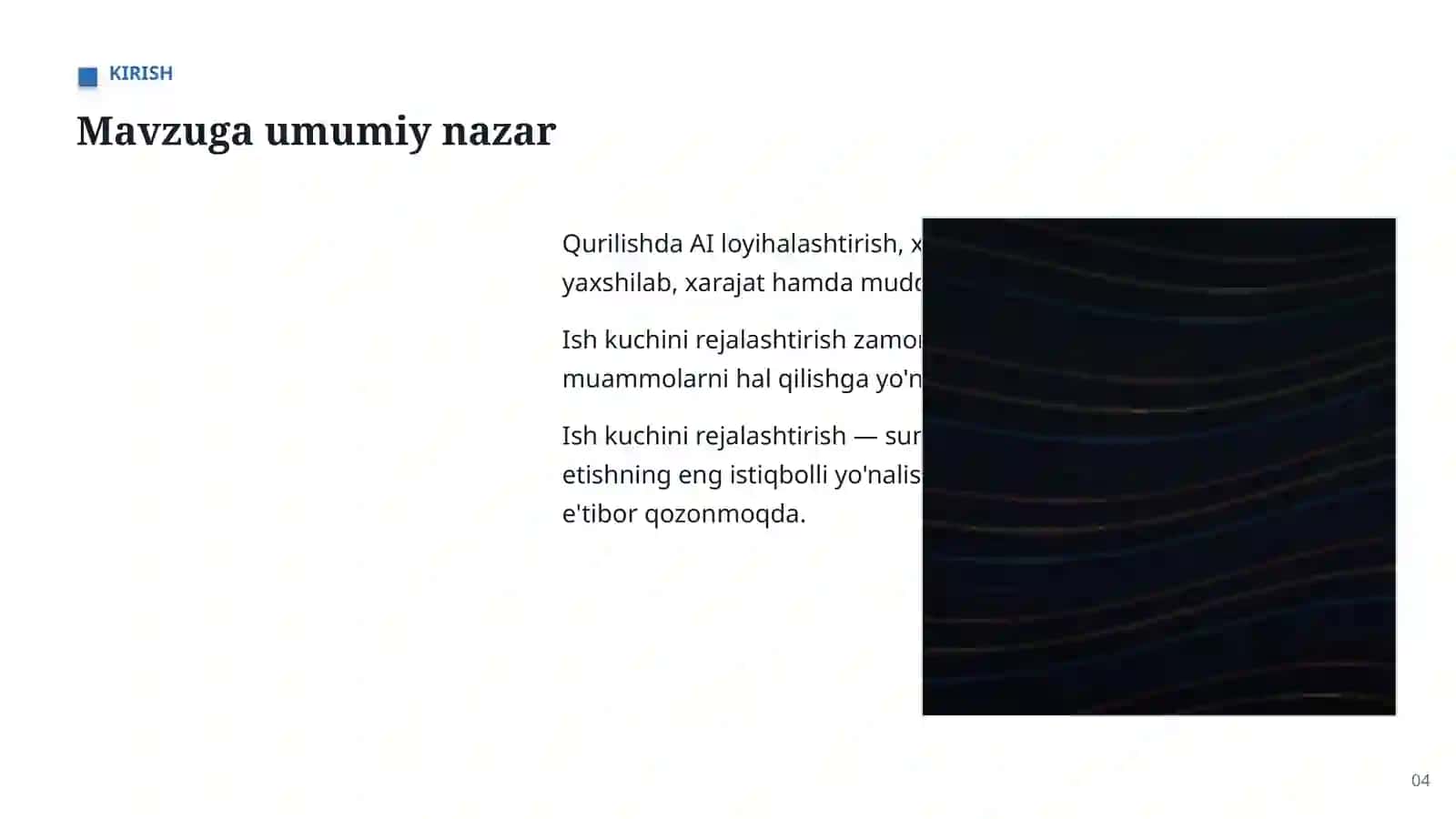 Qurilishda AI loyihalashtirish, xavfsizlik va sifat nazoratini yaxshilab, xarajat hamda muddatlarni kamaytiradi 4