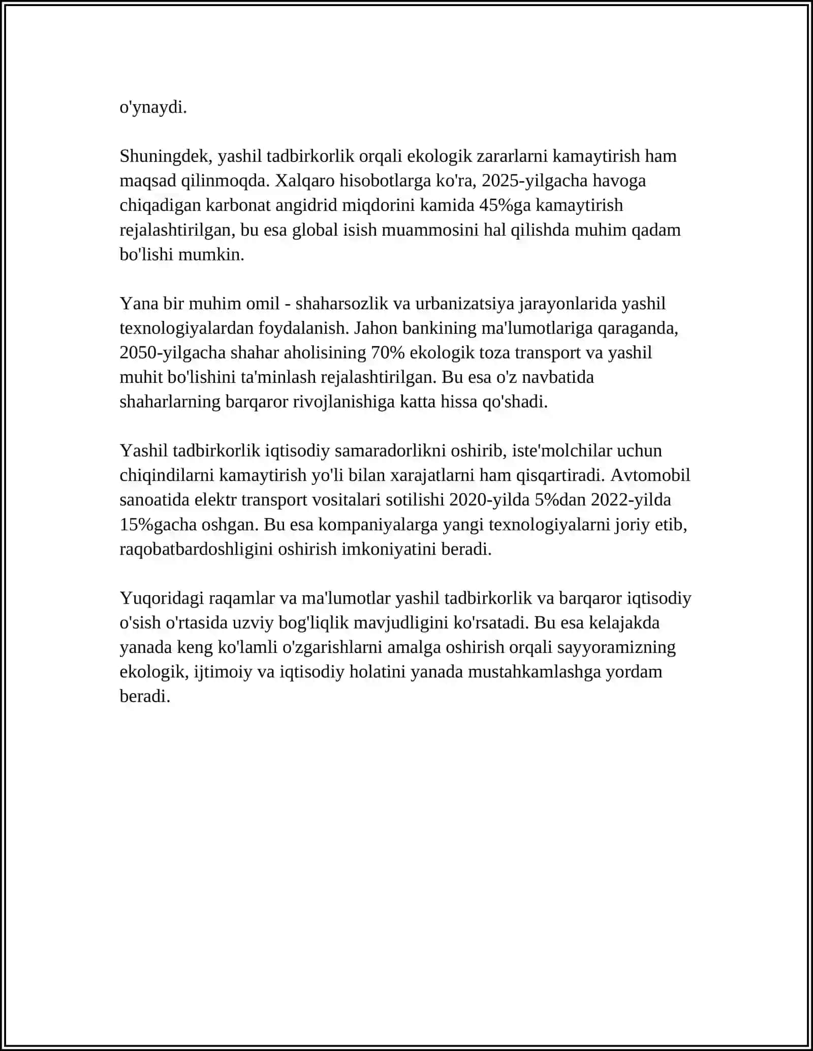 YASHIL TADBIRKORLIK ASOSIDA BARQAROR IQTISODIY O’SISH 4