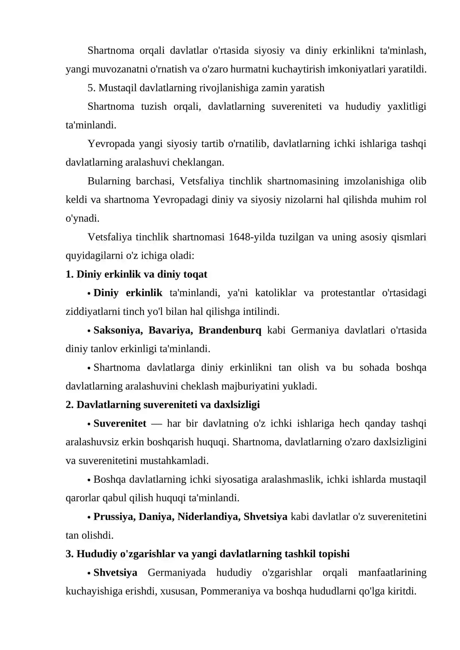 Vetsfaliya tinchlik shartnomasi va uning xalqaro munosabatdagi ahamiyati 4