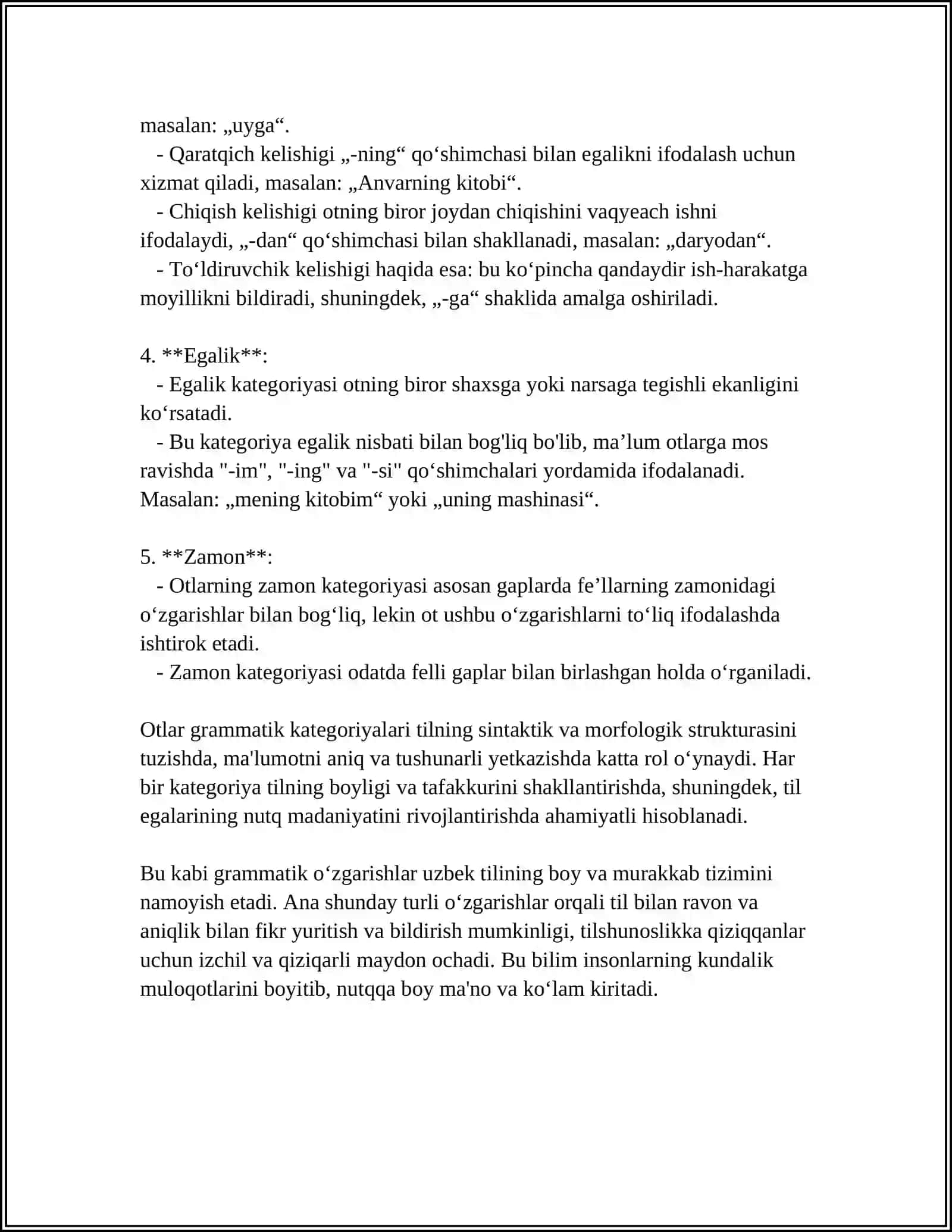 OTLAR GRAMATIK KATEGORYALAR LUGAT FORMASI OTLARNING TURLANISHI YUZ JAGA TEGISHLI SUYAKLAR 4
