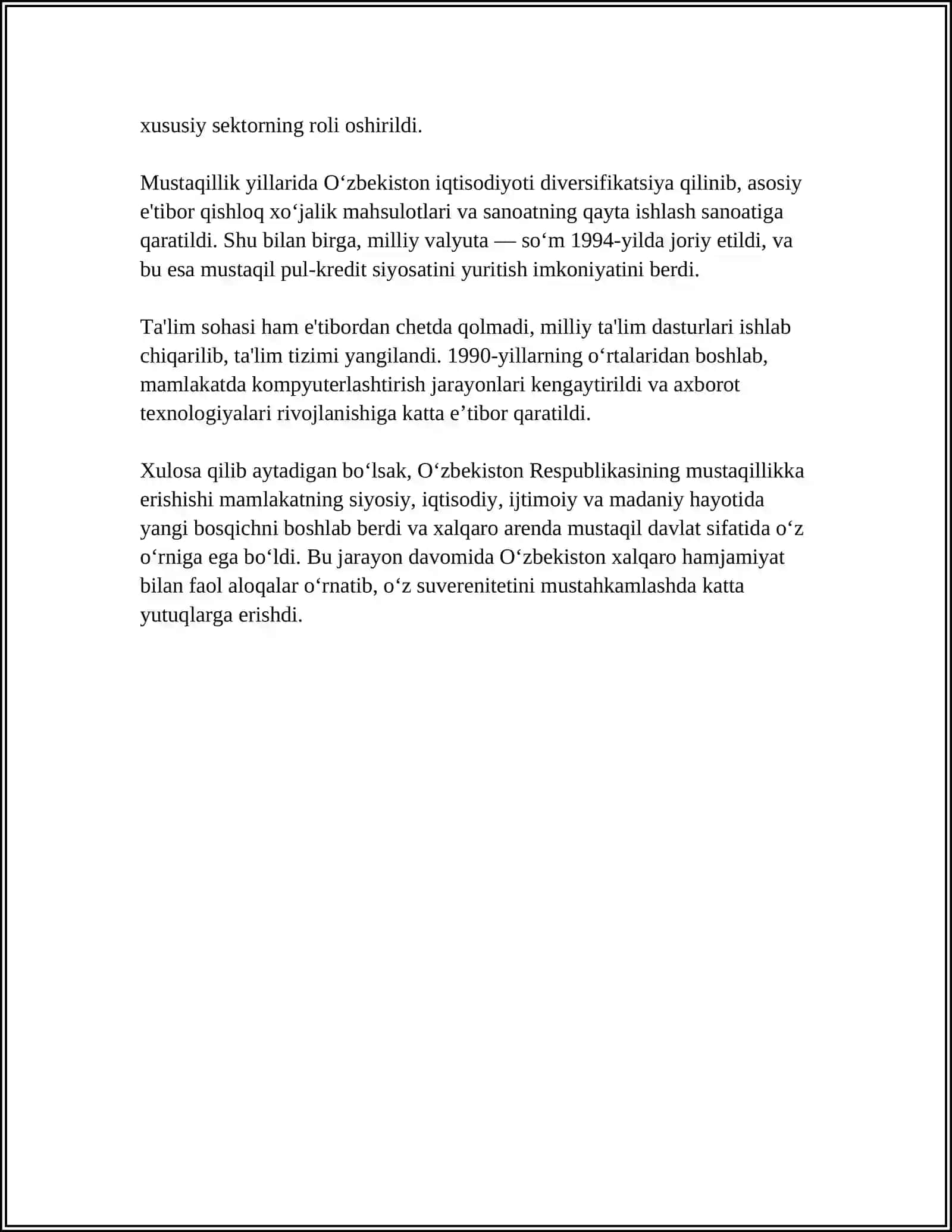 MUSTAQILLIK YILLARIDA OʻZBEKISTONDAGI MAʼNAVIY VA MADANIY XAYOT 4