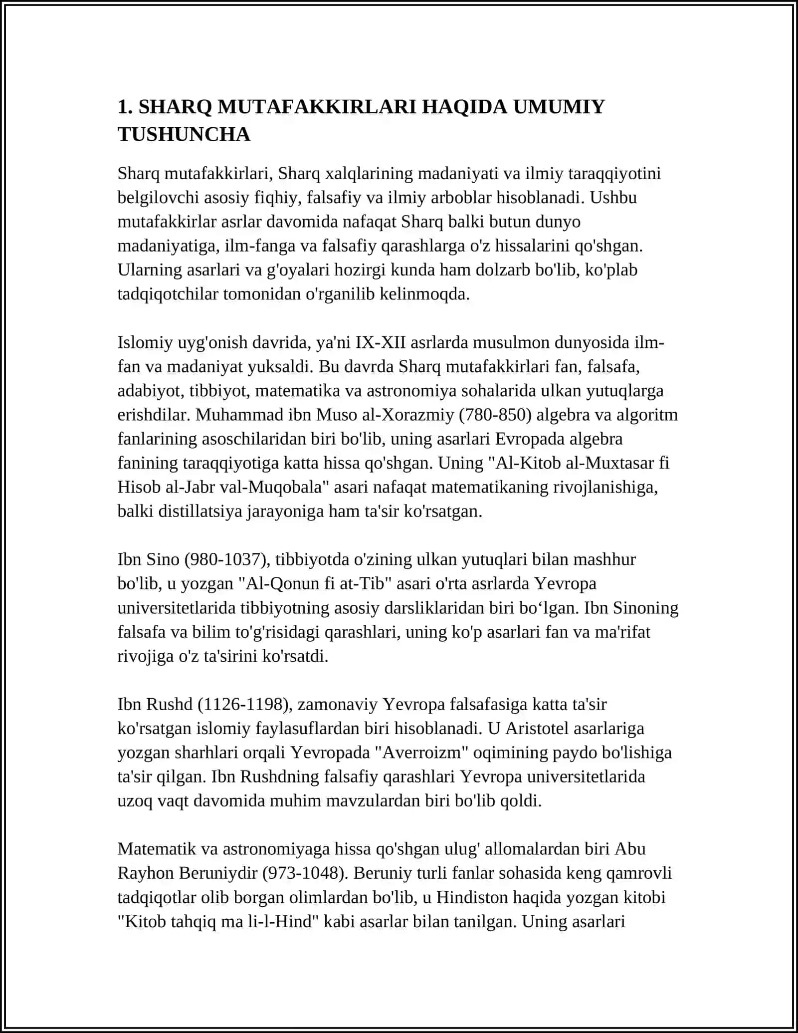SHARQ MUTAFAKKIRLARINING KONFLIKTLARNI YUZAGA KELISH SABABLARI VA ULARNI BARTARAF ETISH HAQIDAGI PEDAGOGIK G‘OYALARINI O‘RGANISH HAMDA TAHLIL ETISH 4