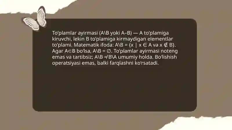 Toʻplamlar ayirmasi 4
