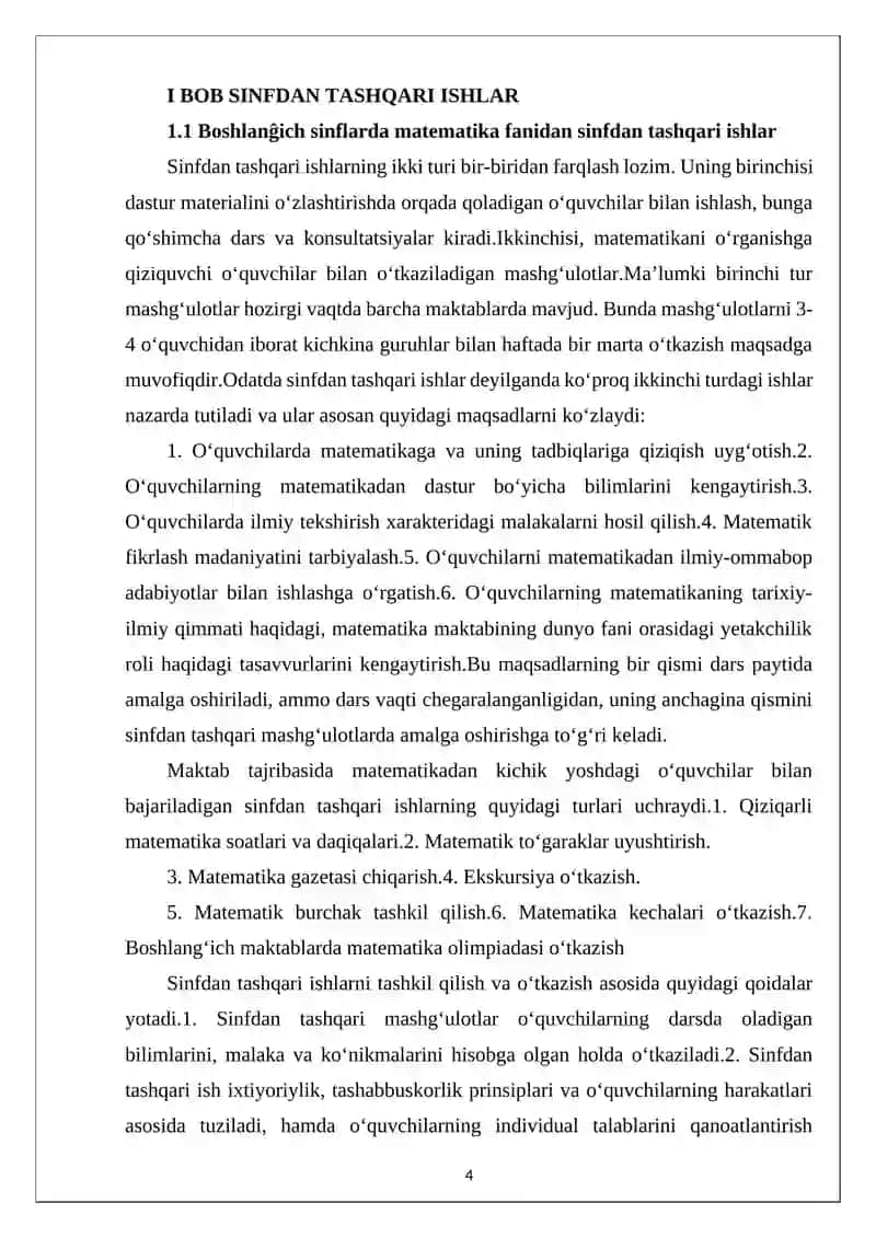 Boshlangʻich sinflarda matematikadan sinfdan tashqari ishlar 4